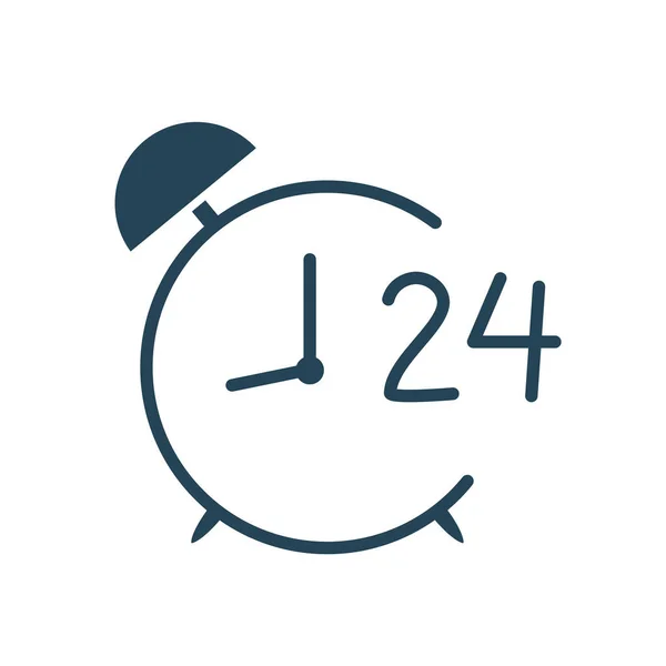 Isolated clock with 24 hours arrow silhouette style icon vector design — Stok Vektör
