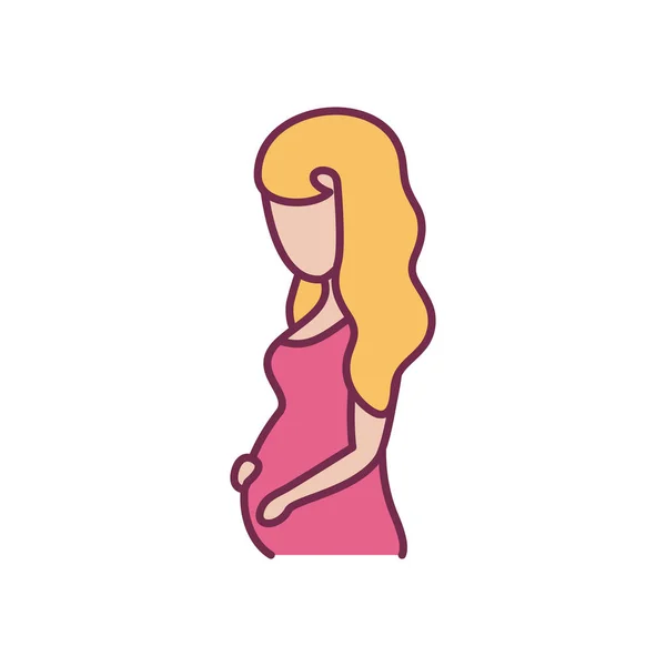 Woman pregnant line and fill style icon vector design — Stock Vector