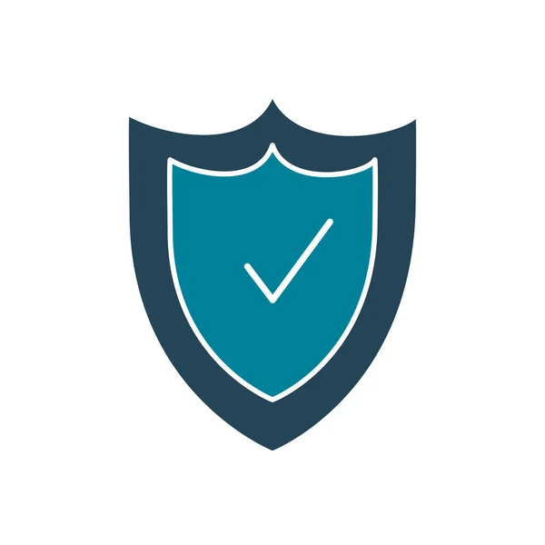 Escudo con marca de verificación del sistema de seguridad silueta estilo icono vector diseño — Vector de stock