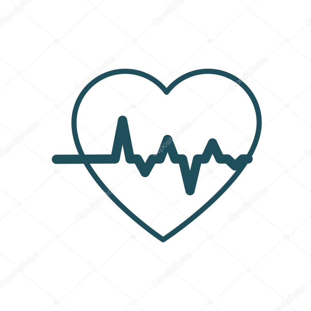 heart with pulse line style icon vector design