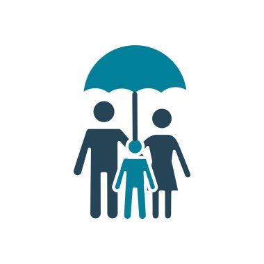 family with umbrella silhouette style icon vector design