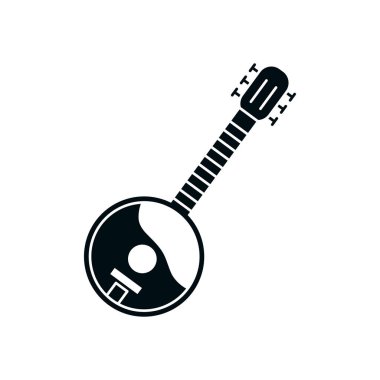banjo instrument silhouette style icon vector design