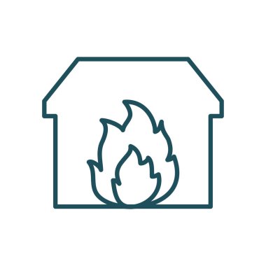 house on fire line style icon vector design