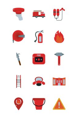 Fire and emergency flat style icon set vector design
