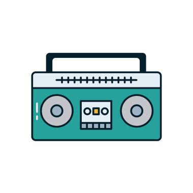 music cassette player line and fill style icon vector design
