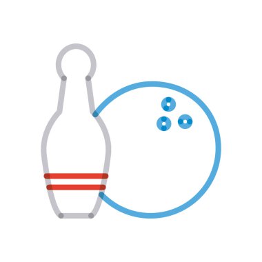 bowling pin and ball multiply line style icon vector design