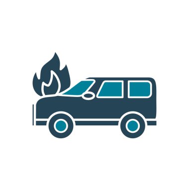 car on fire silhouette style icon vector design