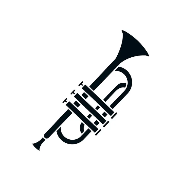 Trumpet instrument silhouette style icon vector design — Διανυσματικό Αρχείο