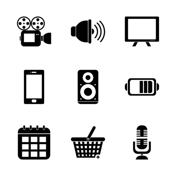 Multimedia and technology silhouette style icon set vector design — 图库矢量图片