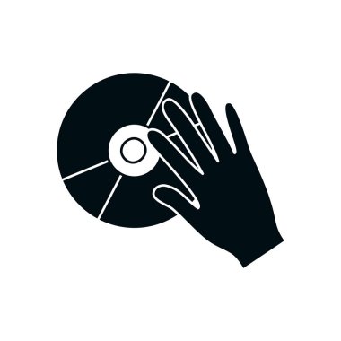 Müzik cd siluet biçim ikon vektör tasarımı ile el