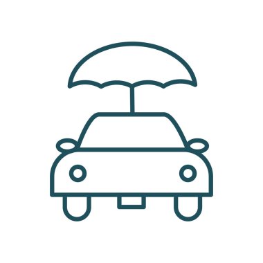araba ve şemsiye çizgisi biçim vektör tasarımı