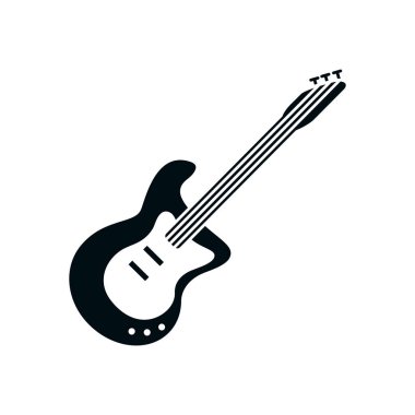 elektrik gitar enstrümanı siluet biçim vektör tasarımı