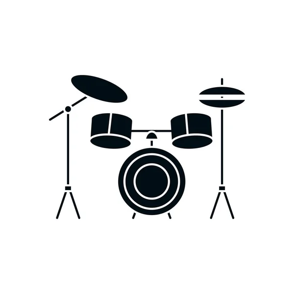 Drum set instrument silhouette style icon vector design — Stockový vektor
