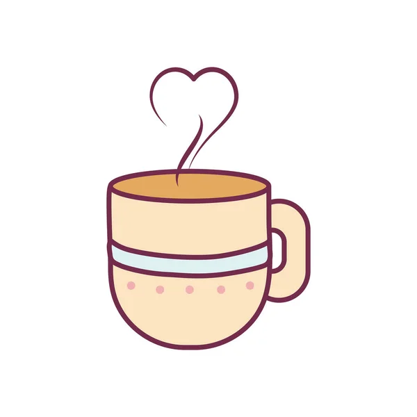 Linea tazza di caffè isolata e design vettoriale icona di stile di riempimento — Vettoriale Stock