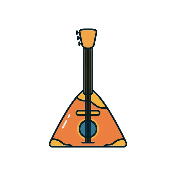 Línea de instrumentos de guitarra y relleno icono de estilo de diseño vectorial — Vector de stock