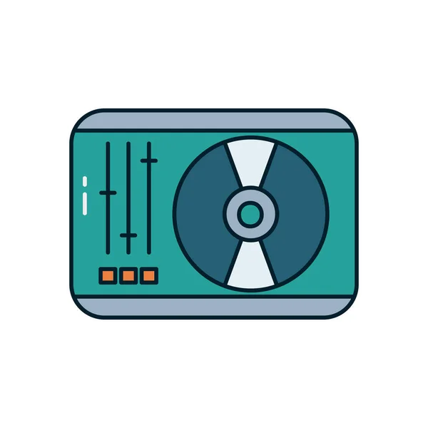 Línea de tablero de música dj y diseño de vectores icono de estilo de relleno — Vector de stock