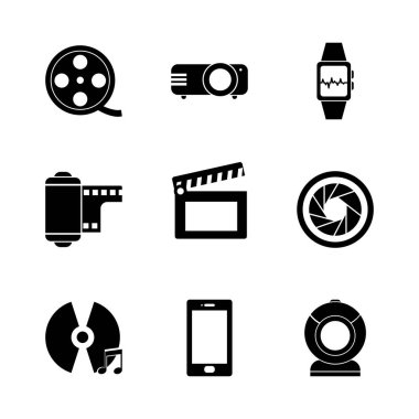 Multimedia and technology silhouette style icon set vector design