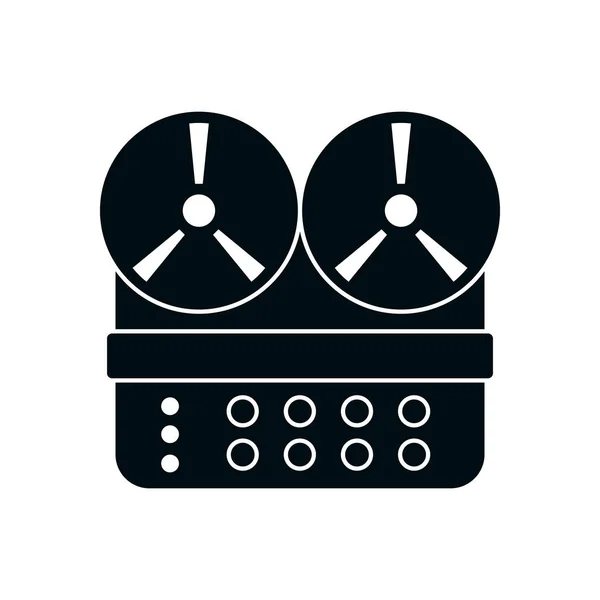 Grabadora de cinta de carrete de música ine y relleno icono de estilo de diseño de vectores — Archivo Imágenes Vectoriales