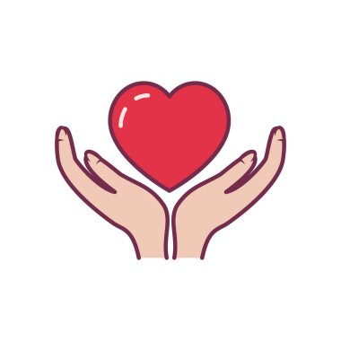 El çizgisi üzerinde izole kalp ve biçim ikonu vektör tasarımı