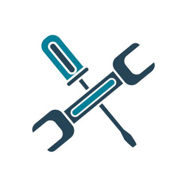 İngiliz anahtarı silueti biçim ikon vektör tasarımı ile izole edilmiş tornavida