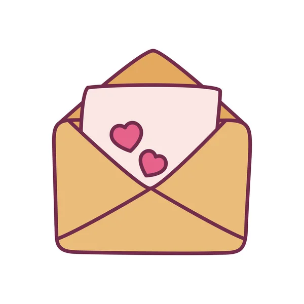 Tarjeta de amor con línea de corazón y llenar el icono de estilo de diseño vectorial — Vector de stock