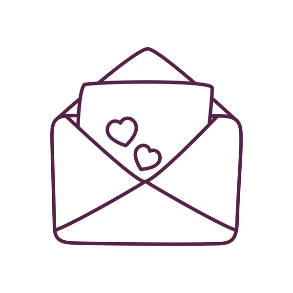 Tarjeta de amor con línea de corazón icono de estilo de diseño vectorial — Archivo Imágenes Vectoriales