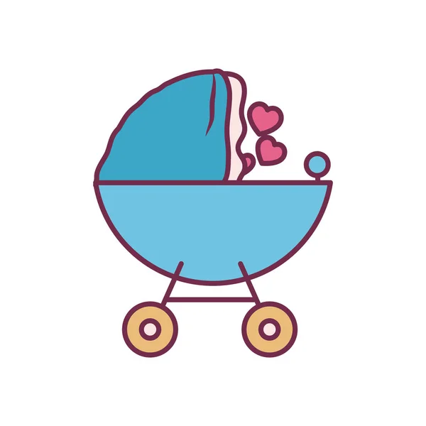 Línea de cochecito de bebé y diseño de vector icono de estilo de relleno — Vector de stock