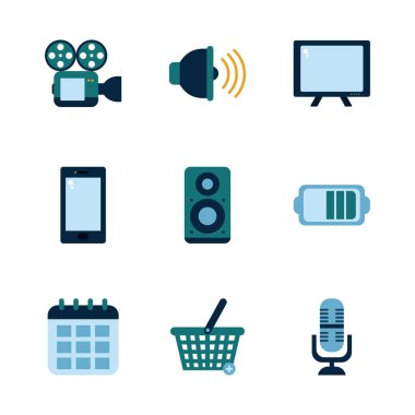 Çokluortam ve teknoloji düz biçim vektör dizaynı