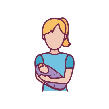 Bebek çizgisi olan ve biçim ikonu vektör tasarımına sahip anne