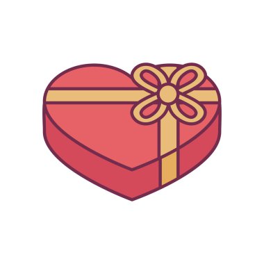 Kravat çizgisi ve biçim ikonu vektör tasarımı ile kalp hediyesi