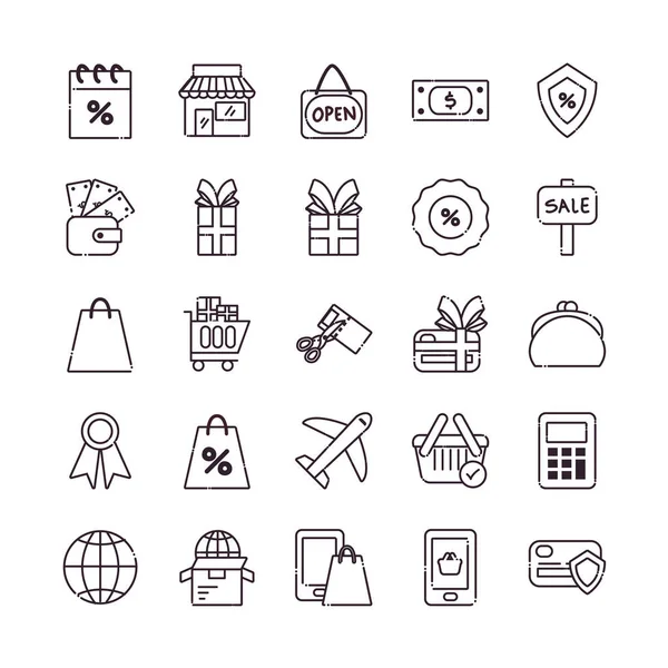 Shopping line style icon set vektordesign — Stockvektor