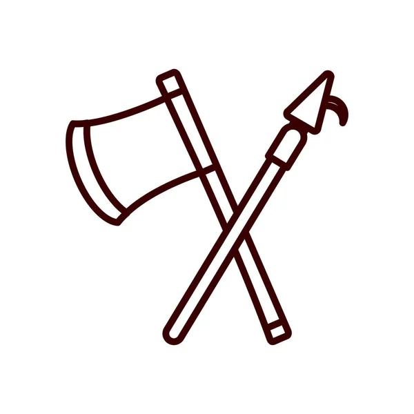 Isolated construction axe and spear line style icon vector design — Stock Vector