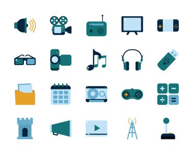 Çokluortam ve teknoloji düz biçim vektör dizaynı