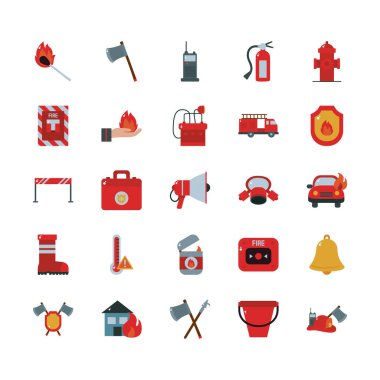 Fire and emergency flat style icon set vector design