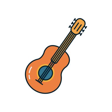 gitar enstrüman satırı ve biçim ikonu vektör tasarımını doldur