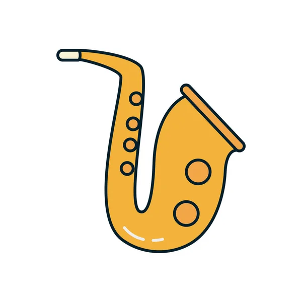 Saxofoon instrument lijn en vul stijl icoon vector ontwerp — Stockvector