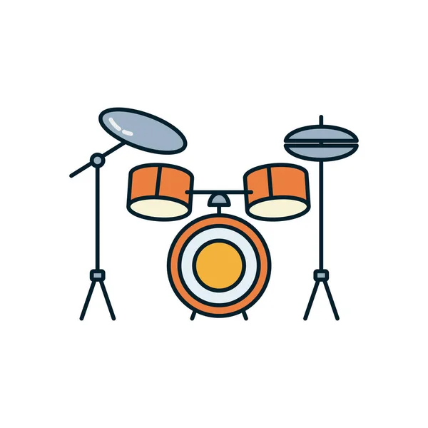 Drum set instrument lijn en vul stijl pictogram vector ontwerp — Stockvector