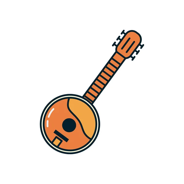 Línea de instrumentos banjo y diseño de vectores icono de estilo de relleno — Vector de stock