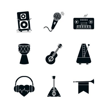 müzik silueti biçim simgesi vektör tasarımı