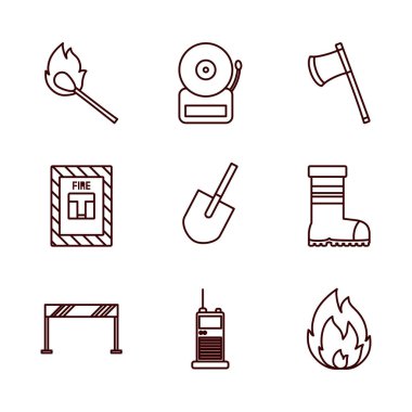 Ateş ve acil hat biçim ikonu vektör tasarımı