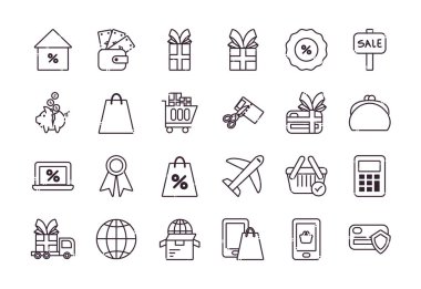 Alışveriş çizgisi biçim simgesi vektör tasarımı