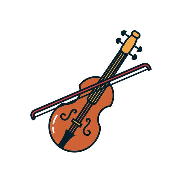 Línea de instrumento de violonchelo y diseño de vector icono de estilo de relleno — Vector de stock