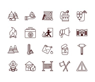 Ateş ve acil hat biçim ikonu vektör tasarımı