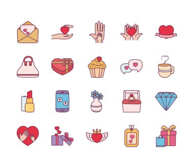 Mutlu anneler günü çizgisi ve biçim ikonu vektör dizaynı