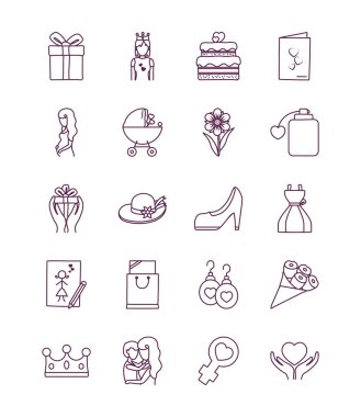 Mutlu anneler günü çizgisi biçim vektör dizaynı