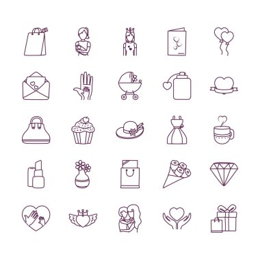 Mutlu anneler günü çizgisi biçim vektör dizaynı