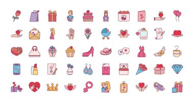 Mutlu anneler günü çizgisi ve biçim ikonu vektör dizaynı