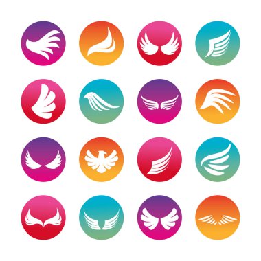 İzole edilmiş kanatlar ve kartal silueti blok biçim simgesi vektör tasarımı