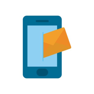 İzole edilmiş dijital akıllı telefon ve zarf düz biçim vektör tasarımı