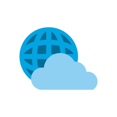 Bulut düz biçim vektör tasarımı ile izole edilmiş küresel küre